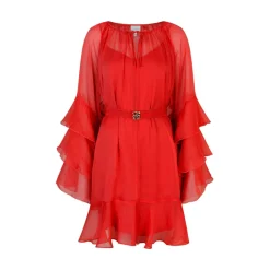 DAMES Dante 6 Jurken^Boho chiffon mini jurk Flame Red