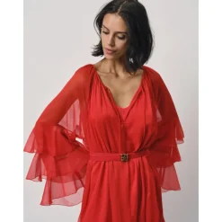 DAMES Dante 6 Jurken^Boho chiffon mini jurk Flame Red