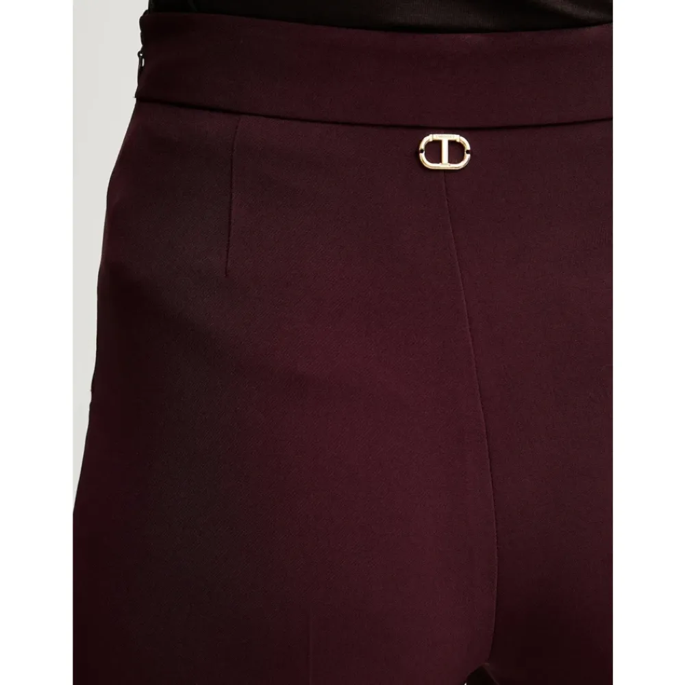 DAMES Twinset Broeken^Bordeaux Geplooide Broek