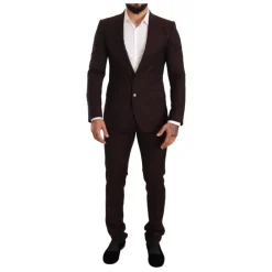Heren Dolce & Gabbana Bordeaux Gestreept Slim Fit Pak
