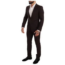 Heren Dolce & Gabbana Bordeaux Gestreept Slim Fit Pak