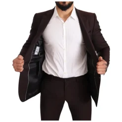 Heren Dolce & Gabbana Bordeaux Gestreept Slim Fit Pak