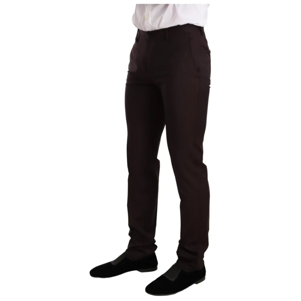 Heren Dolce & Gabbana Bordeaux Gestreept Slim Fit Pak