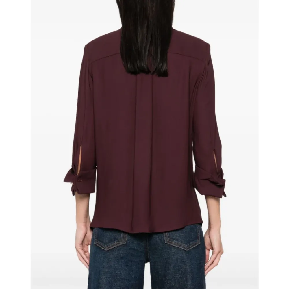 DAMES Elisabetta Franchi Blouses^Bordeaux Klassieke Kraag Shirt Charme Details