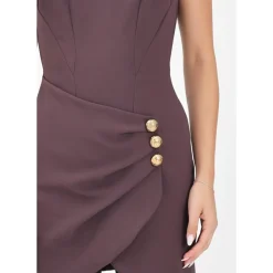 DAMES Elisabetta Franchi Jurken^Bordeaux Korte Jurk met Draperie