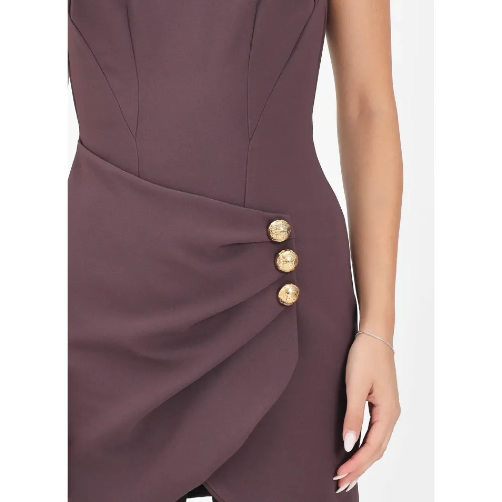 DAMES Elisabetta Franchi Jurken^Bordeaux Korte Jurk met Draperie