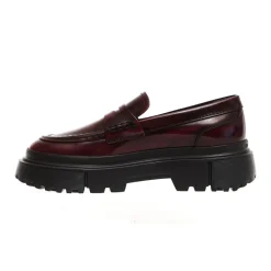 DAMES Hogan Loafers^Bordeaux Leren Loafer Mocassin