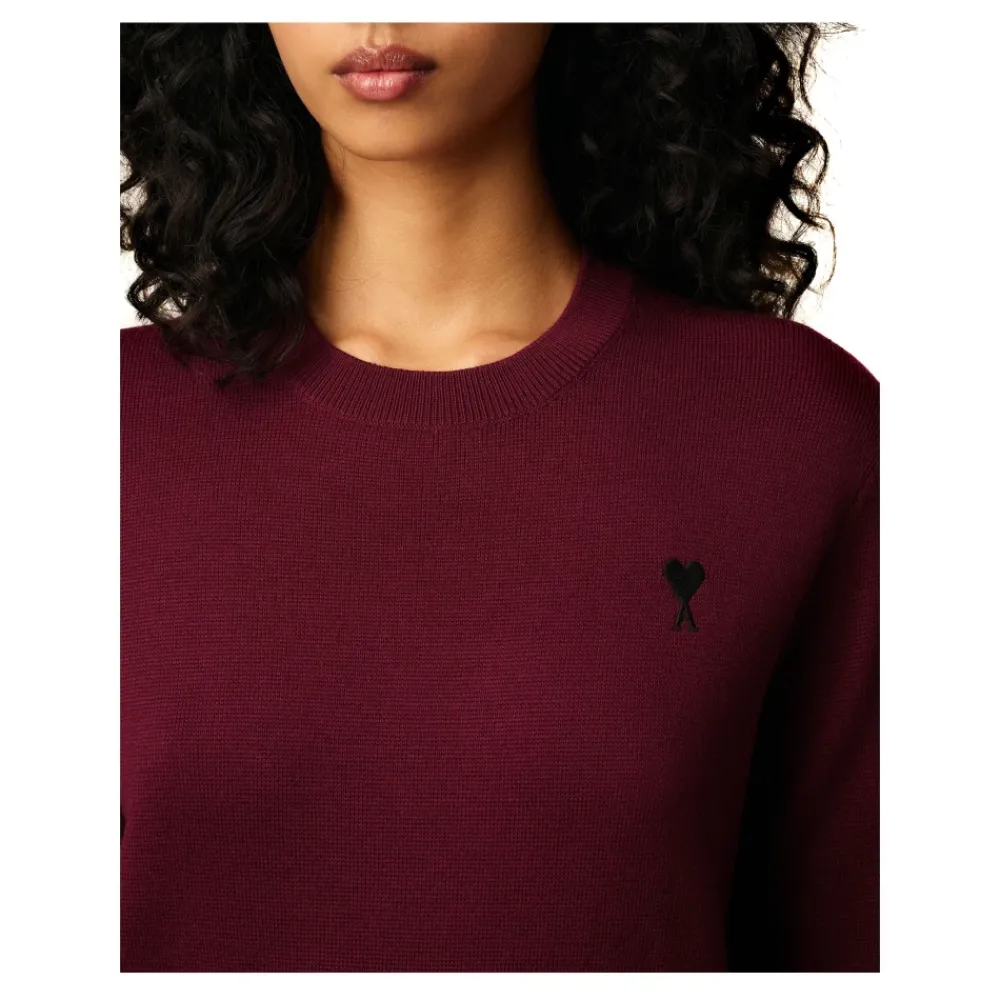 DAMES Ami Paris Truien & Vesten^Bordeaux Merino Wol Crewneck Sweater