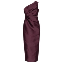 DAMES Solace London Bordeaux One-Shoulder Maxi Jurk