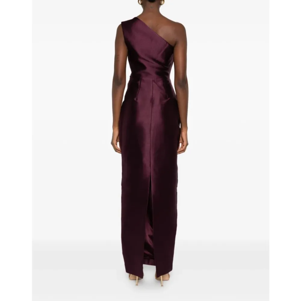 DAMES Solace London Bordeaux One-Shoulder Maxi Jurk