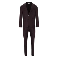 Heren Manuel Ritz Kostuums^Bordeaux Wol Slim Fit Pak