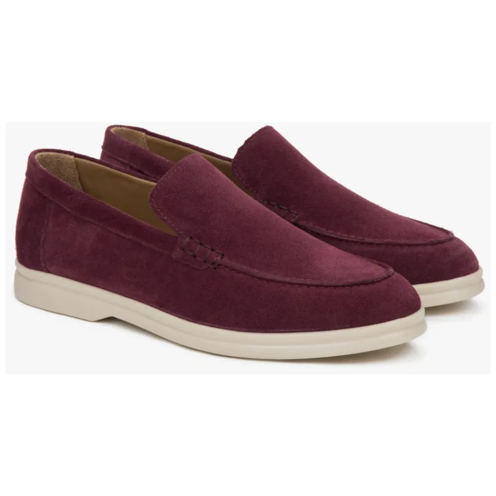 DAMES Estro Loafers^Bordeauxrode Velours Loafers