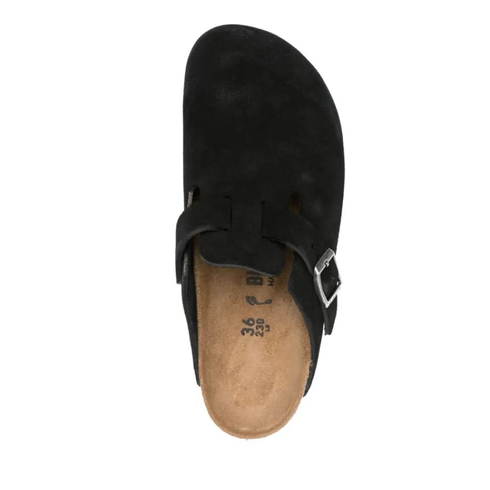 DAMES Birkenstock Boston Suède Leren Sandalen Smal