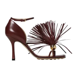 DAMES Bottega Veneta Bourgondische Franje Hakken Leren Sandalen