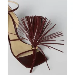 DAMES Bottega Veneta Bourgondische Franje Hakken Leren Sandalen