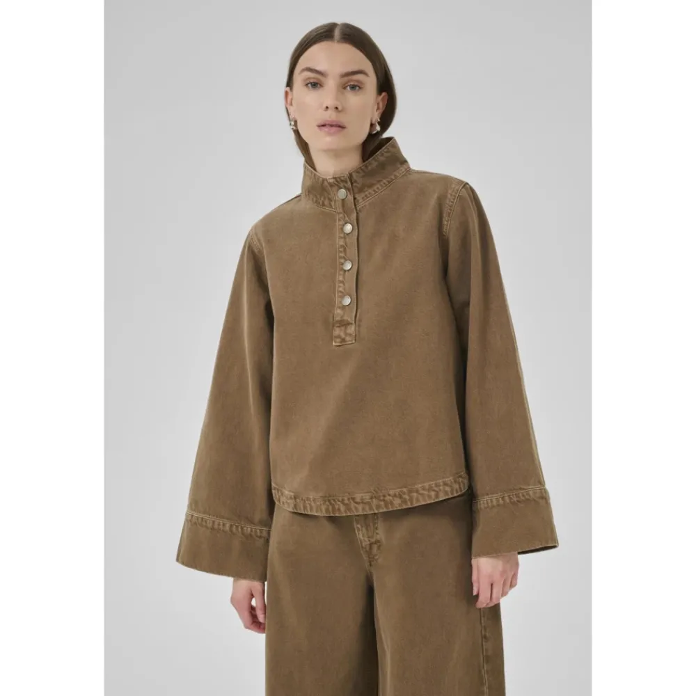 DAMES My Essential Wardrobe Blouses^Boxy Shirt Tabaks Gewassen