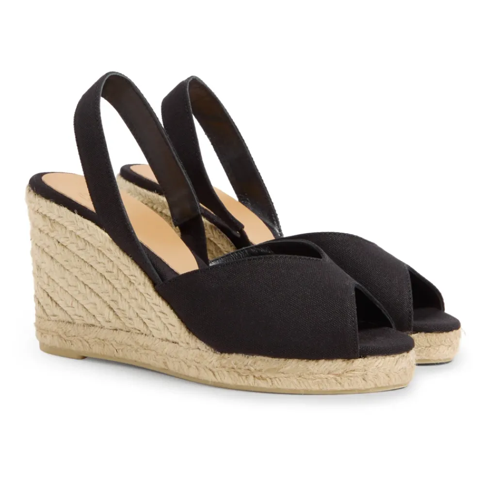DAMES Castañer Sleehakken^Brisa - katoenen sandalen met 9 cm sleehak.