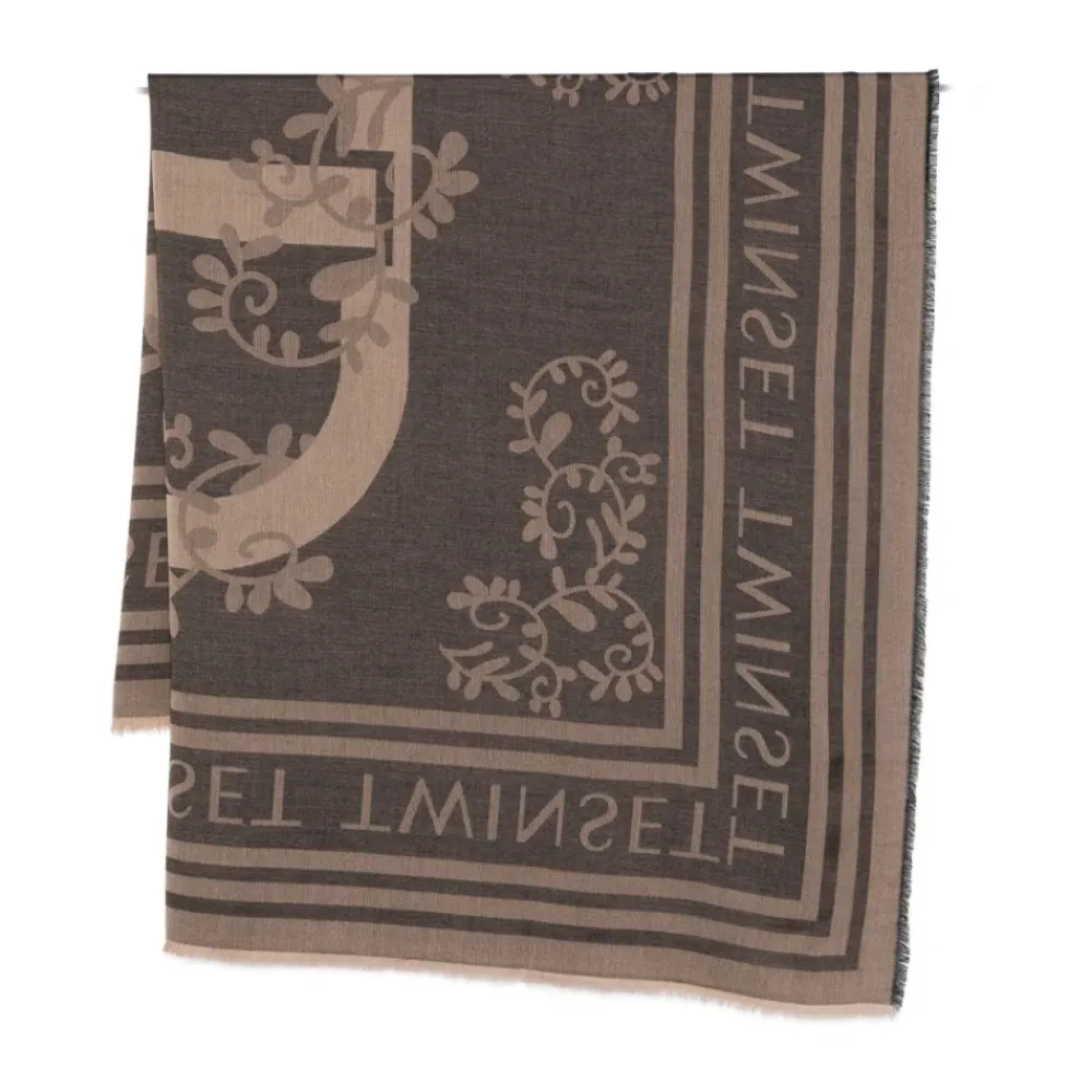 DAMES Twinset Sjaals^Bloemig Sjaal met Franje Randen