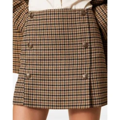 DAMES Twinset Rokken^Bruin Geruite Minirokken