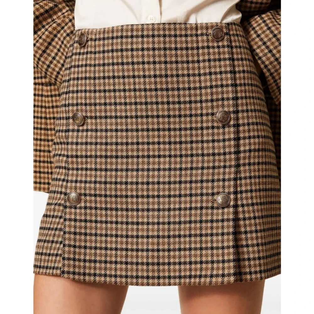 DAMES Twinset Rokken^Bruin Geruite Minirokken