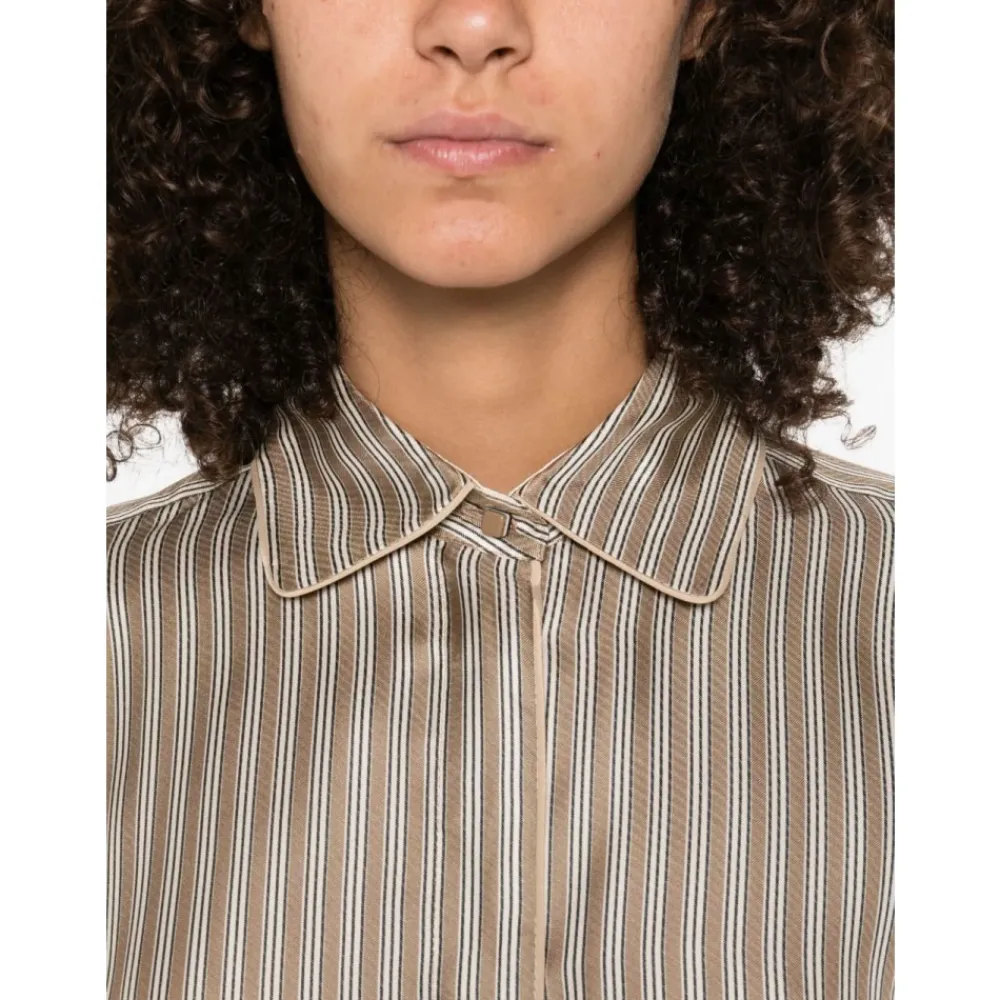 DAMES Max Mara Gestreept Overhemd Lange Mouwen