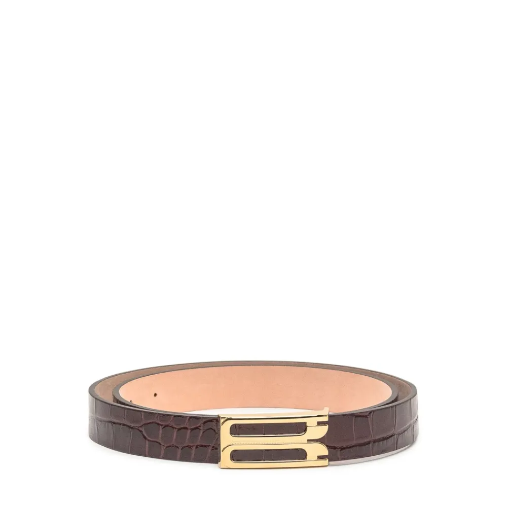 DAMES Victoria Beckham krokodil-effect leren riem met goudkleurige gesp