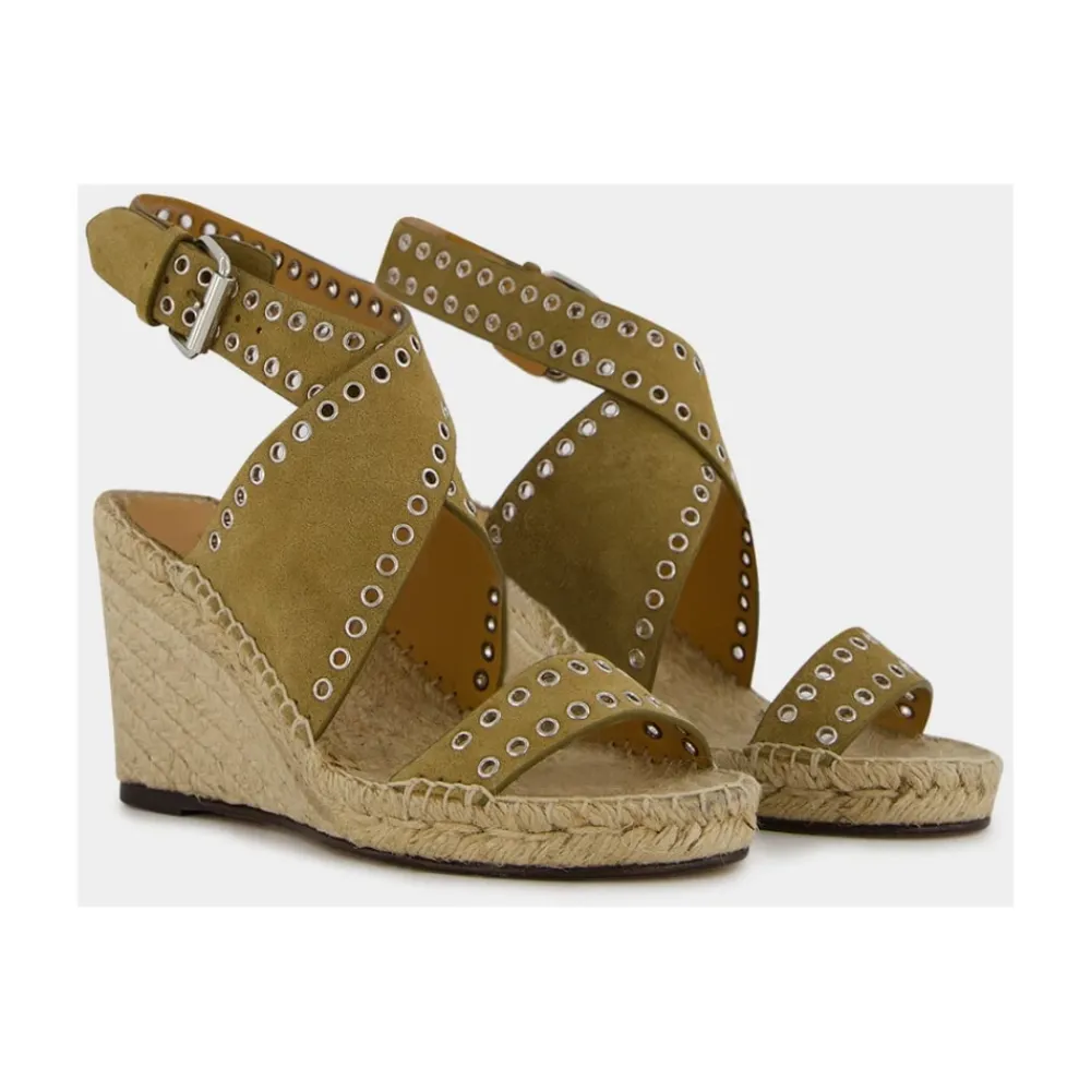 DAMES Isabel Marant Sleehakken^leren espadrilles met enkelband