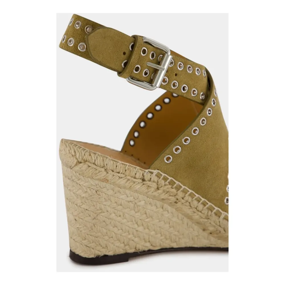 DAMES Isabel Marant Sleehakken^leren espadrilles met enkelband