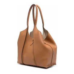DAMES Tod's Shoppers^Leren Tote Tas met Goudkleurig Logo
