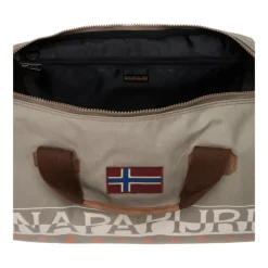 DAMES Napapijri Bruine gewaxte katoenen weekendtas met schouderband