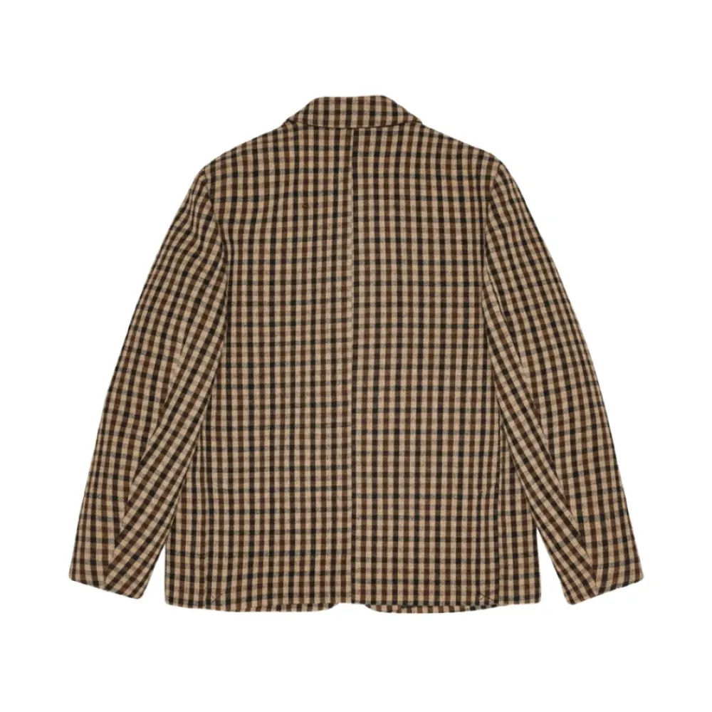 DAMES Ganni Jassen^e Gingham Check Jas Gouden Knopen