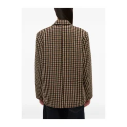 DAMES Ganni Jassen^e Gingham Check Jas Gouden Knopen