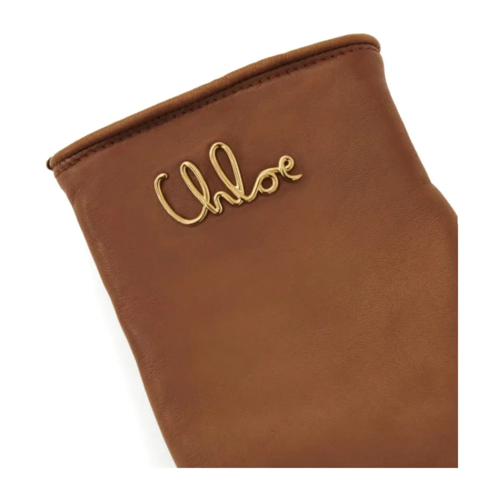 DAMES Chloé e Lamshandschoenen met Goudkleurige Handtekening