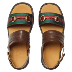 Gucci Sandalen^e leren sandalen met webmotief