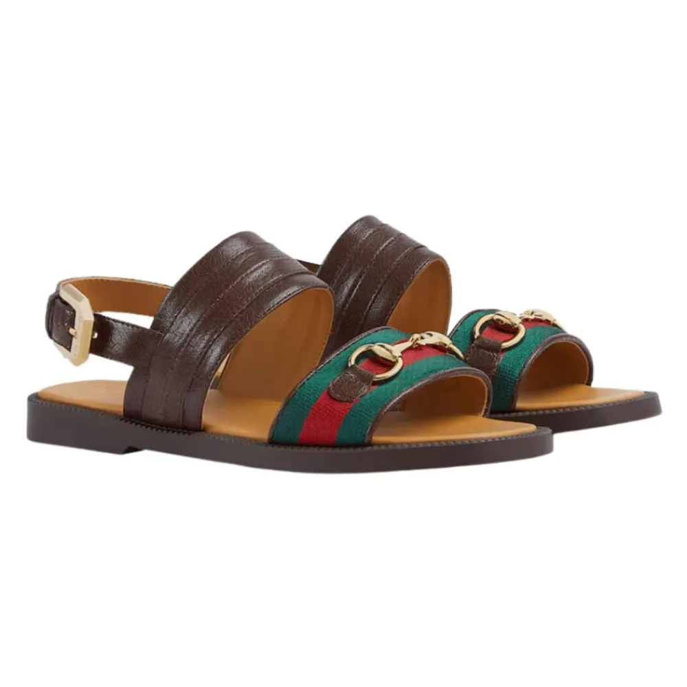 Gucci Sandalen^e leren sandalen met webmotief
