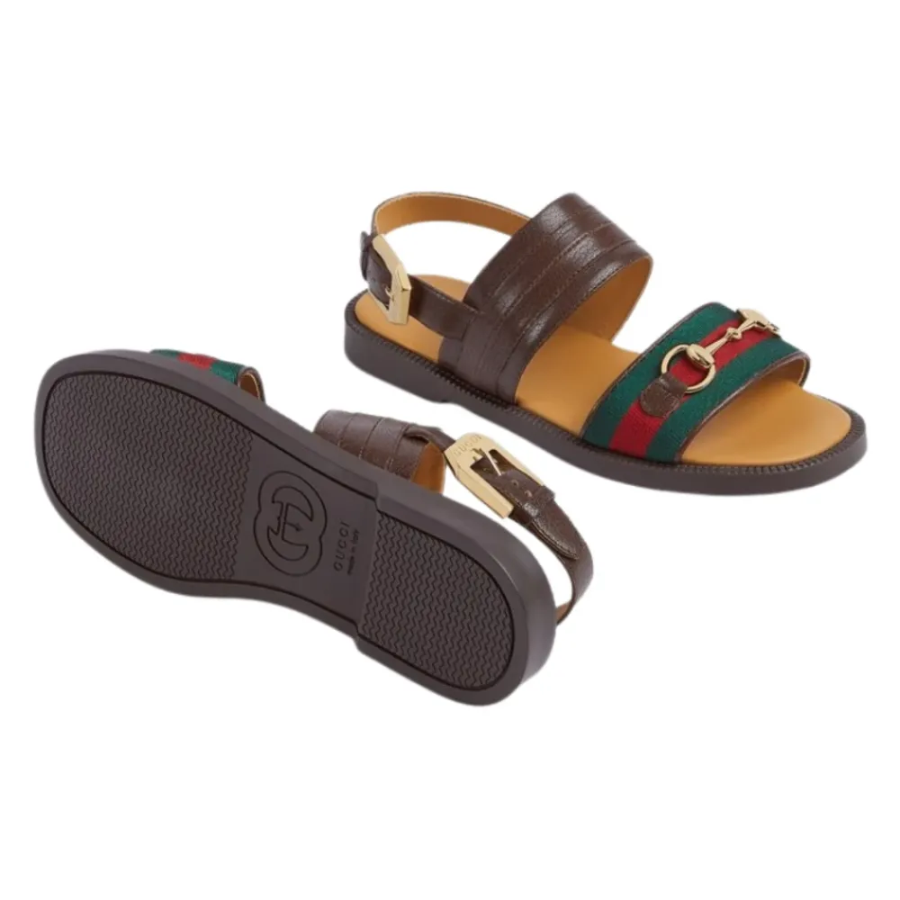 Gucci Sandalen^e leren sandalen met webmotief