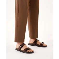 Heren Kazar e leren slippers met twee verstelbare banden