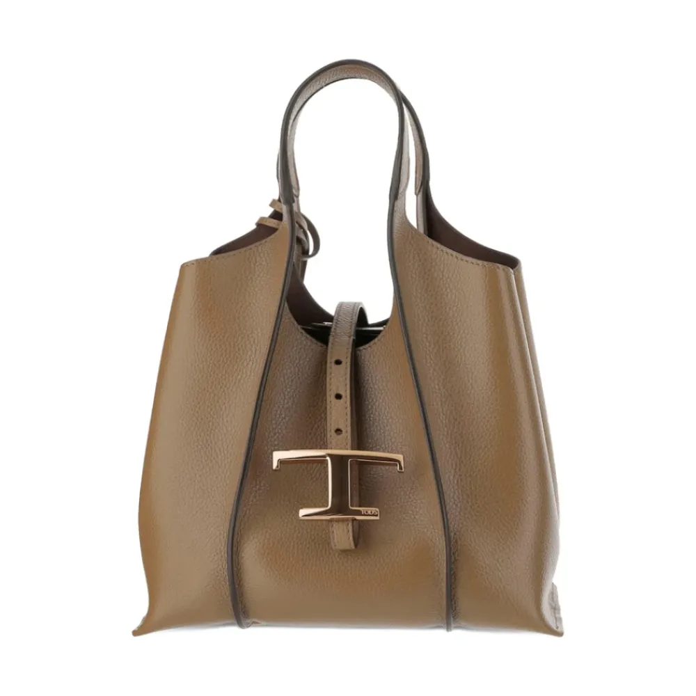 DAMES Tod's Shoppers^e leren T-gesp handtas