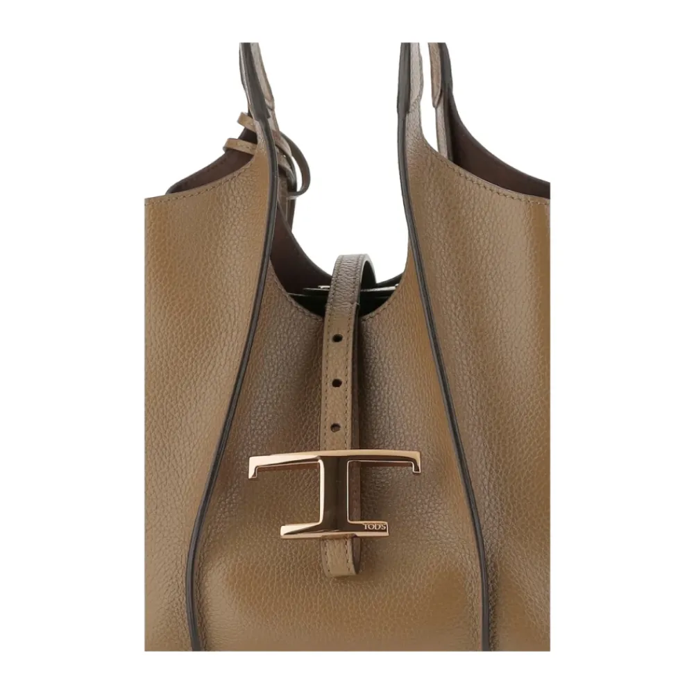 DAMES Tod's Shoppers^e leren T-gesp handtas