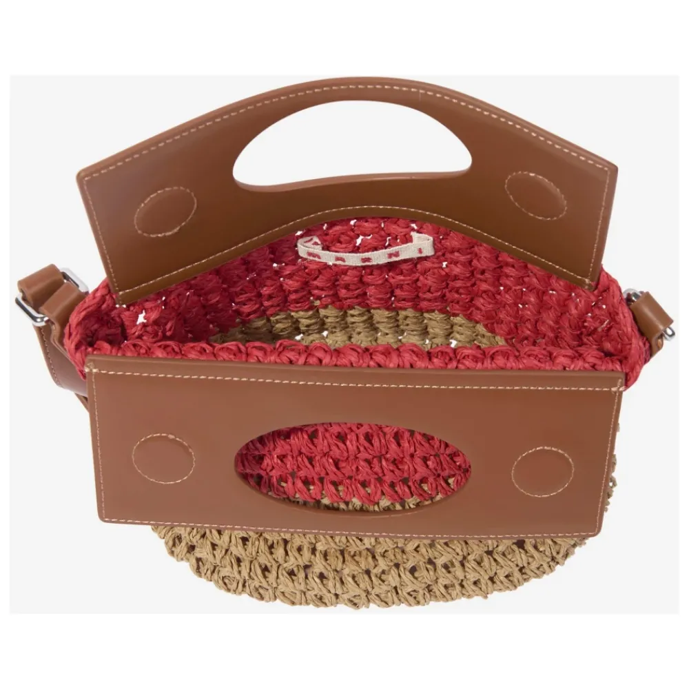 Marni e Raffia en Imitatie Leren Crossbody Tas