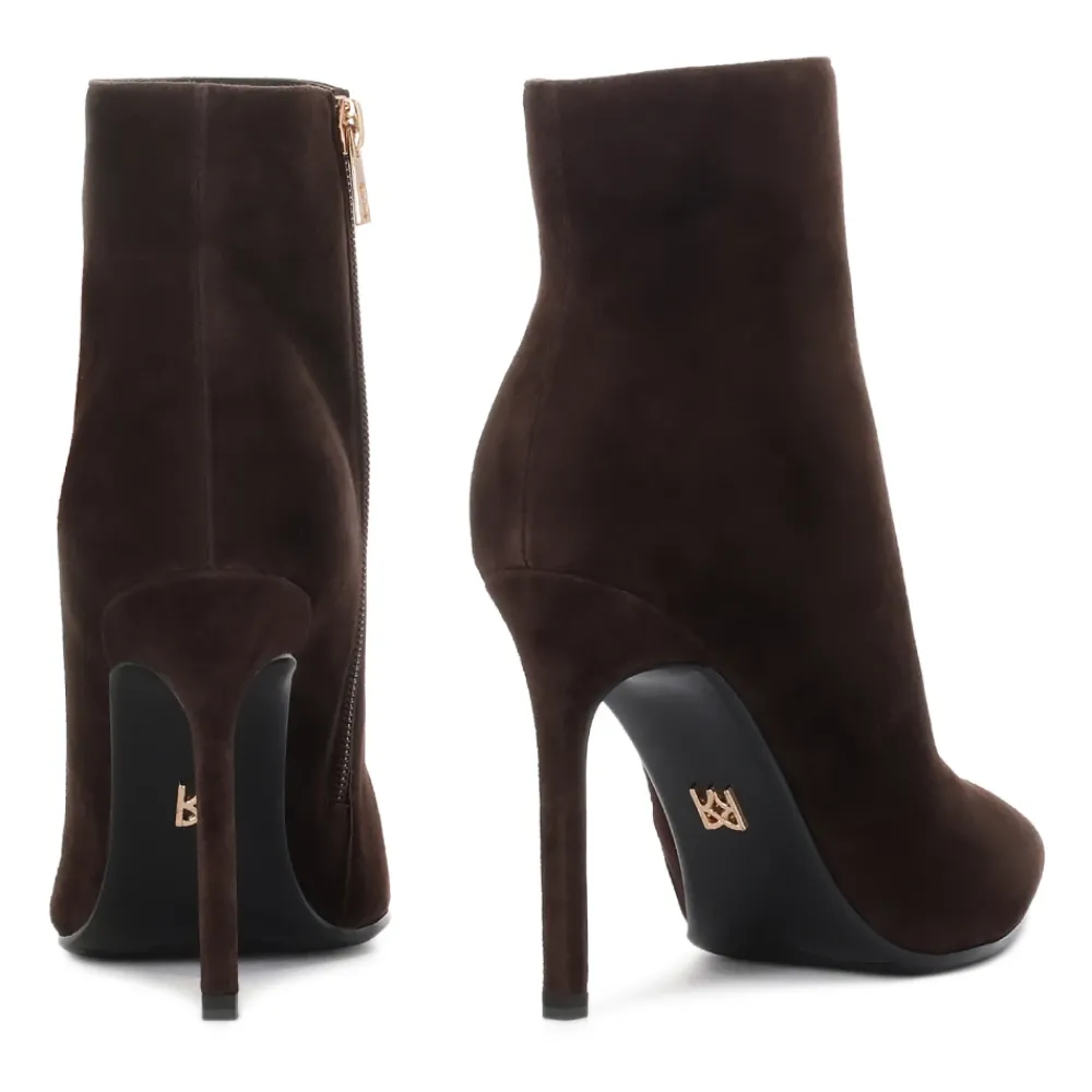 DAMES Kazar Enkellaarsjes|Laarzen^e suède laarzen met een slanke hak