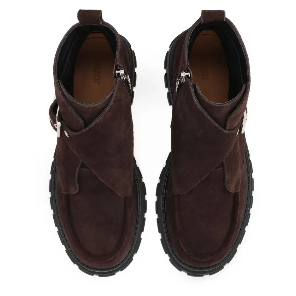 DAMES Kazar Enkellaarsjes^e suède laarzen op een stevige zool met een decoratieve gesp