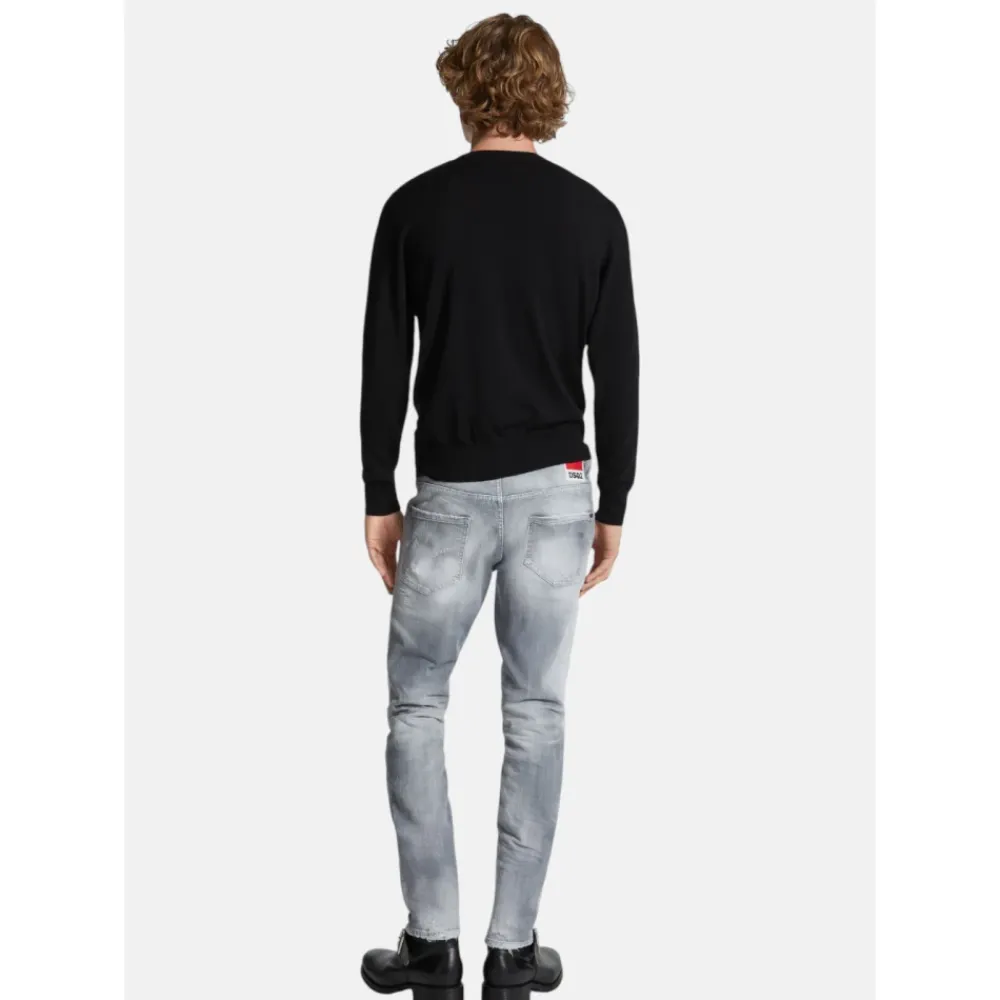 Heren Dsquared2 Brushed Grey Skater Jeans