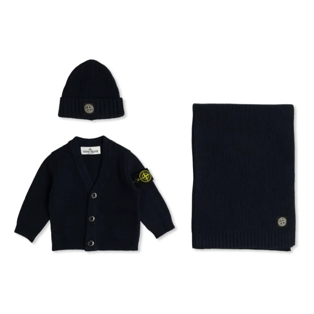 Stone Island Bodysuits & Sets^Cardigan, Sjaal en Muts Set