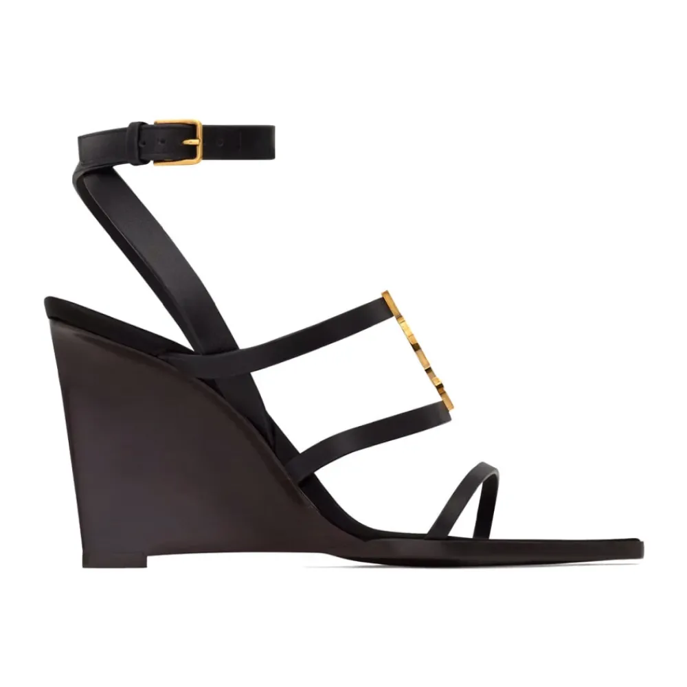 DAMES Saint Laurent CASSANDRA wedges van glad leer