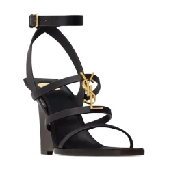 DAMES Saint Laurent CASSANDRA wedges van glad leer