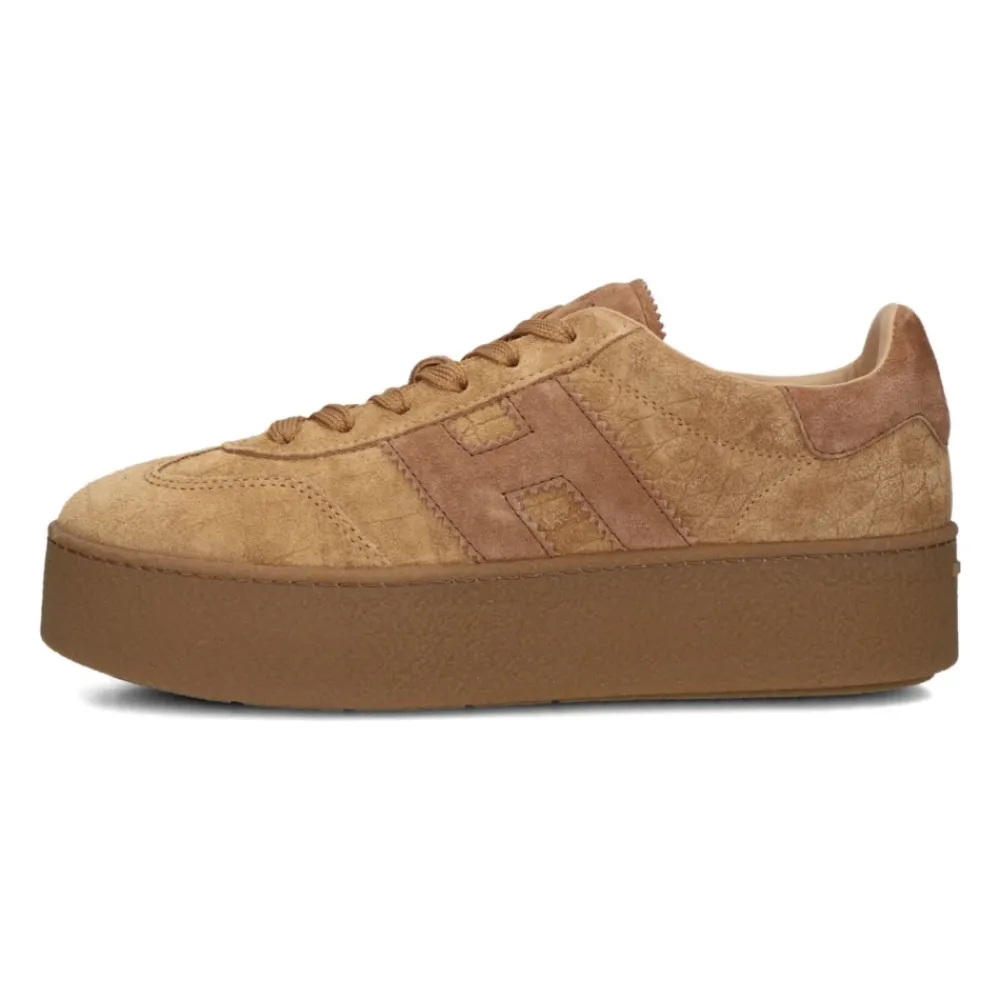 DAMES Hogan Casual Camel Suède Veterschoenen