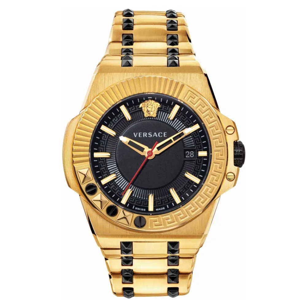 Heren Versace Horloges^Chain Reaction Horloge Zwart/Goud