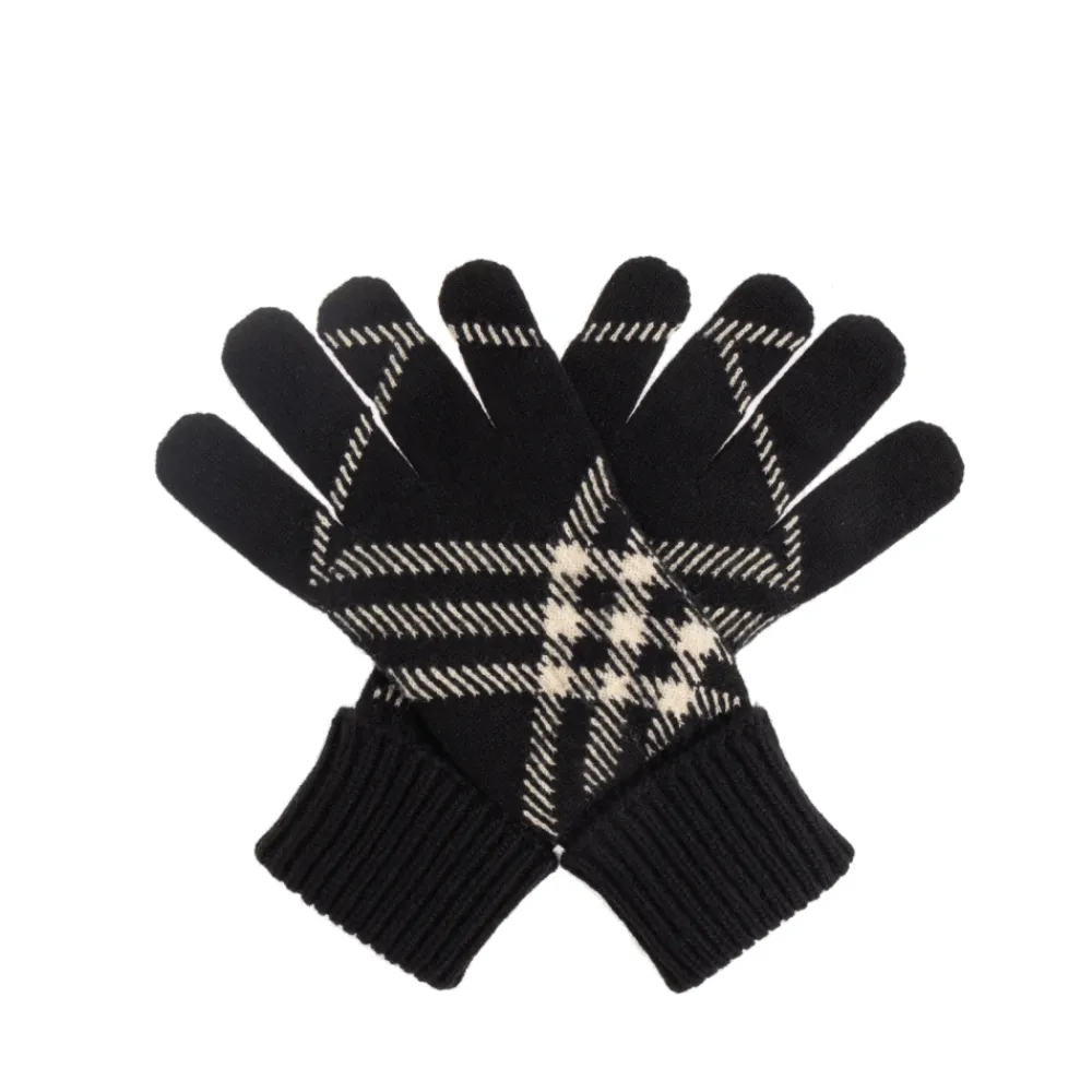 DAMES Burberry Check Cashmere Blend Handschoenen