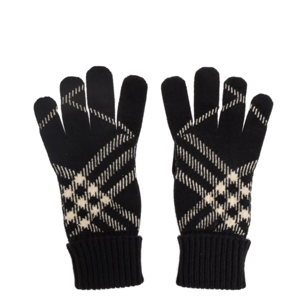 DAMES Burberry Check Cashmere Blend Handschoenen